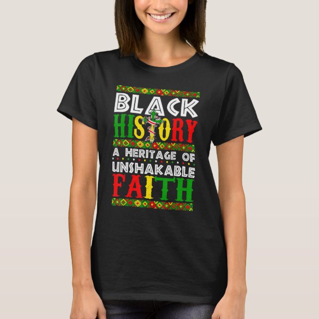 Unshakeable Faith Black History Month African Chri T-Shirt (Vorderseite)