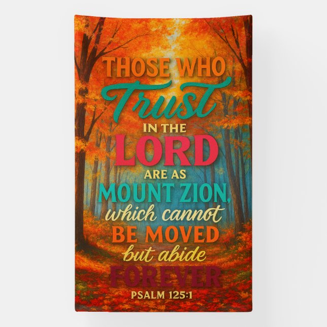 Unshaken Faith in Autumn Light | Psalm 125:1 Banner (Vertikal)