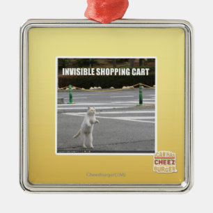 UNSICHTBARER EINKAUFSWAGEN SILBERNES ORNAMENT