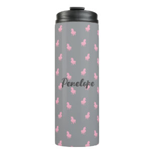Unsichtbares rosa Einhorn auf Grau Thermosbecher