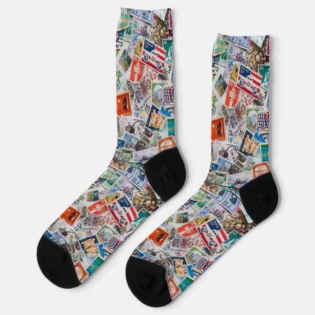 Unsortierte Briefmarkensammlung Socken (Linkes Detail)