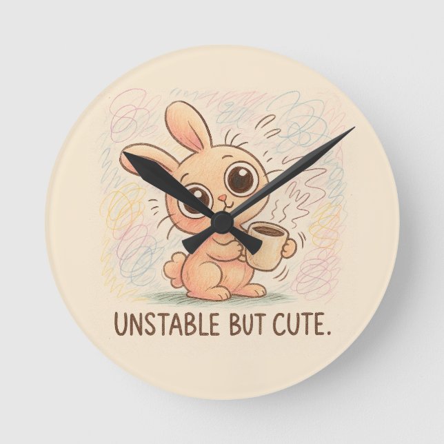 Unstable but Cute Runde Wanduhr (Vorderseite)