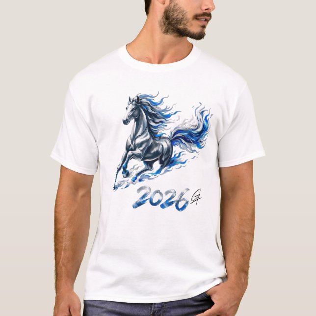 UNSTOPPABLE,Blue Fire Horse T-Shirt (Vorderseite)