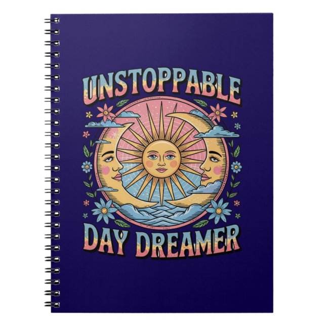 Unstoppable Daydreamer Sun Moon Retro Design  Notizblock (Vorderseite)