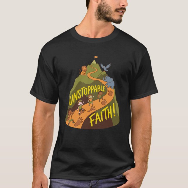 Unstoppable Faith Adventure – Kids Nature Mountain T-Shirt (Vorderseite)
