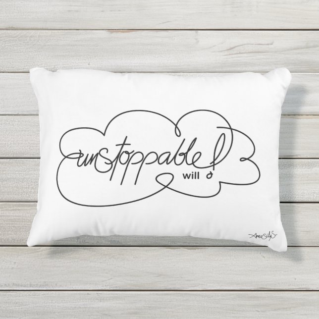 UNSTOPPABLE wird - Bold Cloud S - Black Script Kissen Für Draußen (Rückseite)