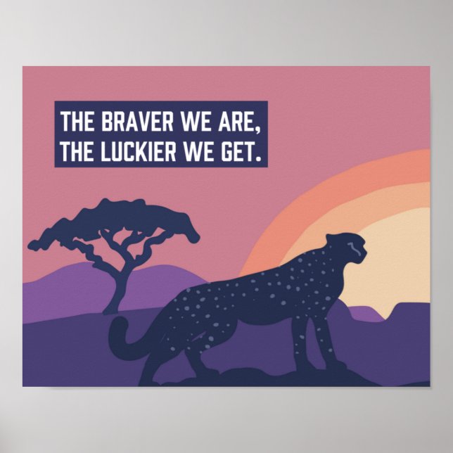 Untamed Cheetah Luckier 14"x 11" Art Print Poster (Vorne)