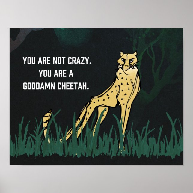 Untamed GD Cheetah 14"x 11" Art Print Poster (Vorne)