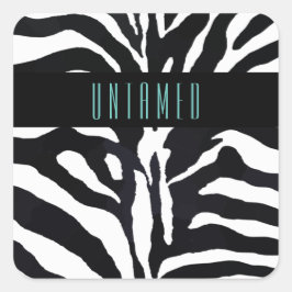 Untamed Typografie Zebra Print Quadratischer Aufkleber