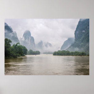 Unten durch den Yangshuo Fluss Poster