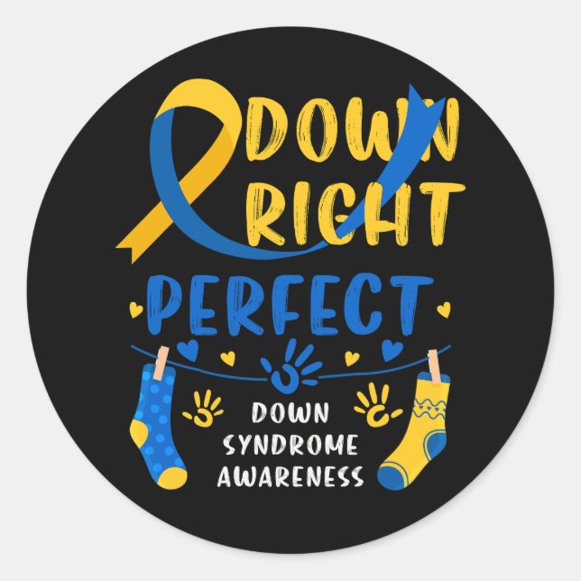 Unten rechts Perfect Down Syndrome Awareness Blue  Runder Aufkleber (Vorderseite)