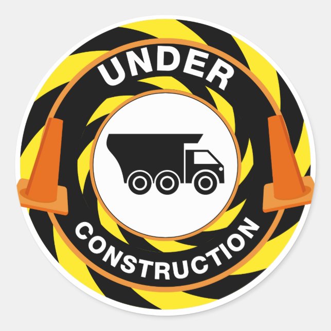 Unter Baugewerbe Truck Cone Icon Runder Aufkleber (Vorderseite)