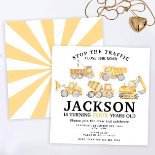 Unter Baustellen Trucks Geburtstagsjunge Einladung
