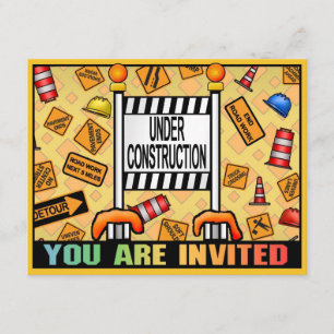 Unter Bauthema Kinder Party Einladung