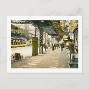 Unter Bowery El, New York City Vintag Postkarte