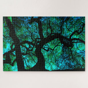 Unter dem Baum in blau und grün Puzzle