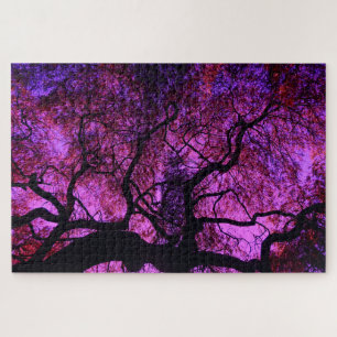 Unter dem Baum in rosa und Lila Puzzle