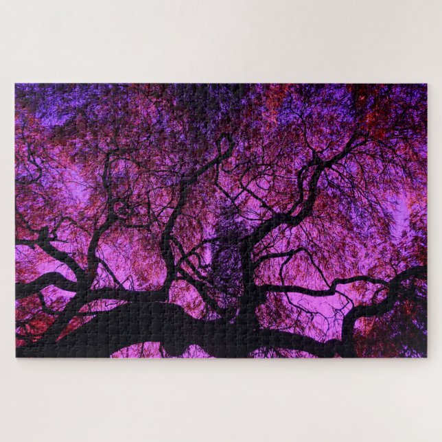 Unter dem Baum in rosa und Lila Puzzle (Horizontal)