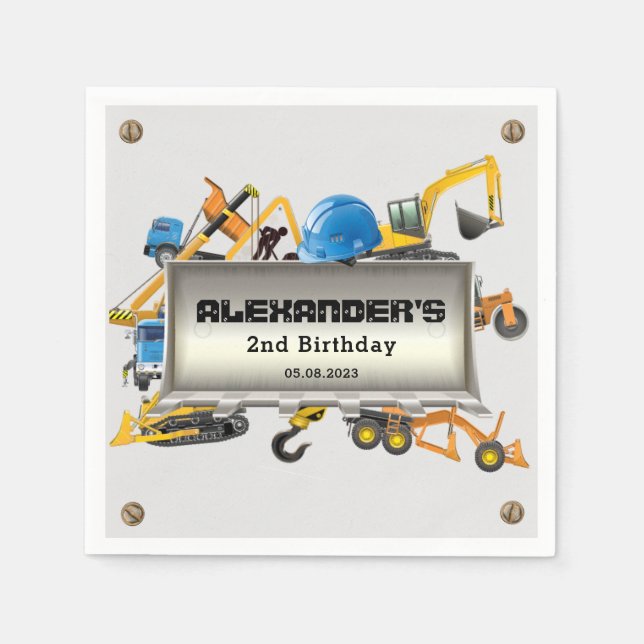 Unter dem Baustil Trucks Geburtstagspartei Serviette (Vorderseite)