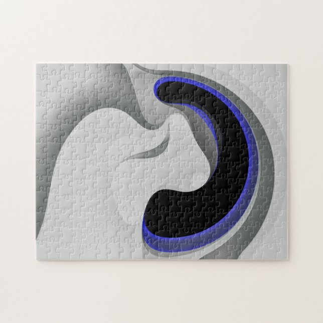 Unter dem Blau: Abstrakt grau, schwarz und blau Puzzle (Horizontal)