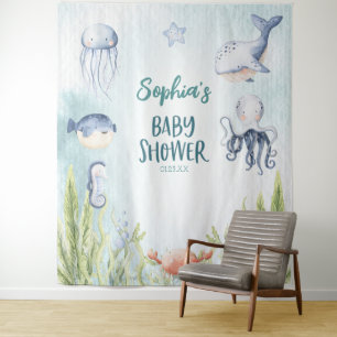 Unter dem Dekorationsbanner der Sea Baby Shower Wandteppich