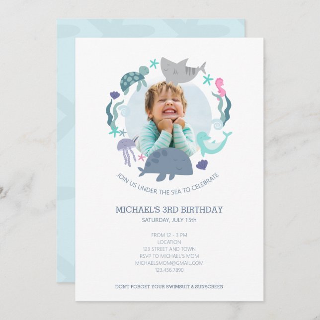 Unter dem Foto Birthday Einladung (Vorne/Hinten)