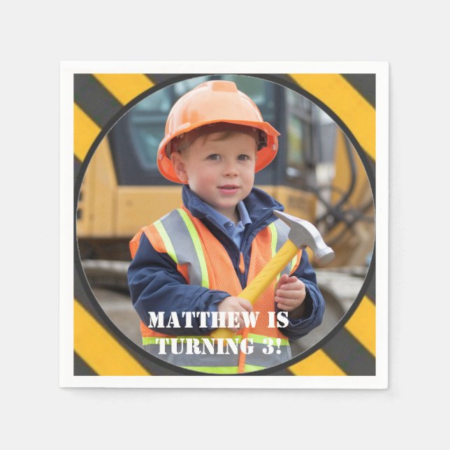 Unter dem Geburtstagsbash des Baujungen Serviette (Vorderseite)