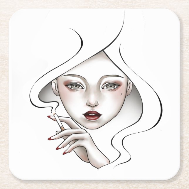 Unter dem Glas eines weißen, nassen Mädchens Rechteckiger Pappuntersetzer (Vorderseite)