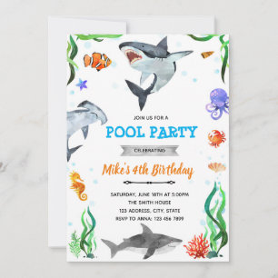 Unter dem Hai-Dusch-Geburtstag im Meer Einladung