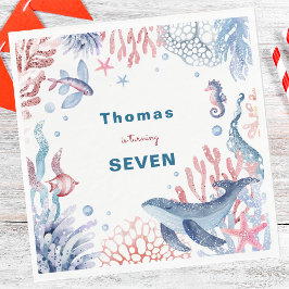 Unter dem Kindergeburtstag der Meereslebewesen Serviette