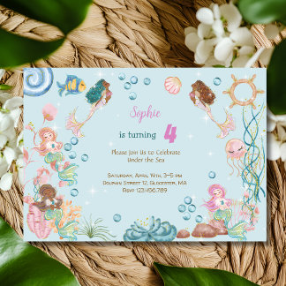 Unter dem Kindergeburtstag Mermaids Einladung