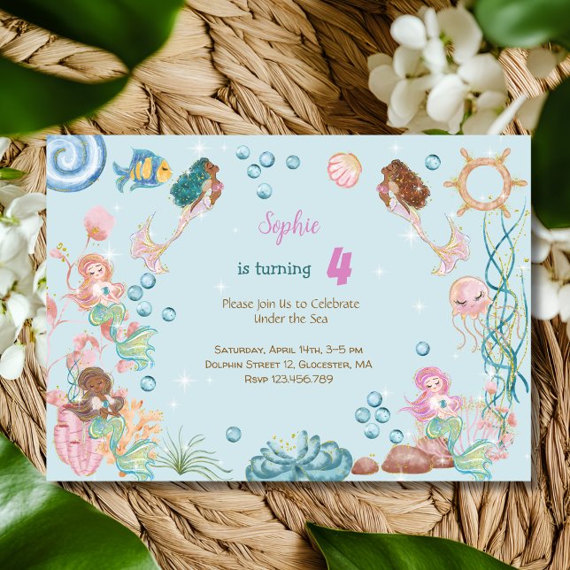 Unter dem Kindergeburtstag Mermaids Einladung (Von Creator hochgeladen)