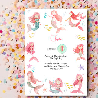 Unter dem Kindergeburtstag Mermaids Einladung