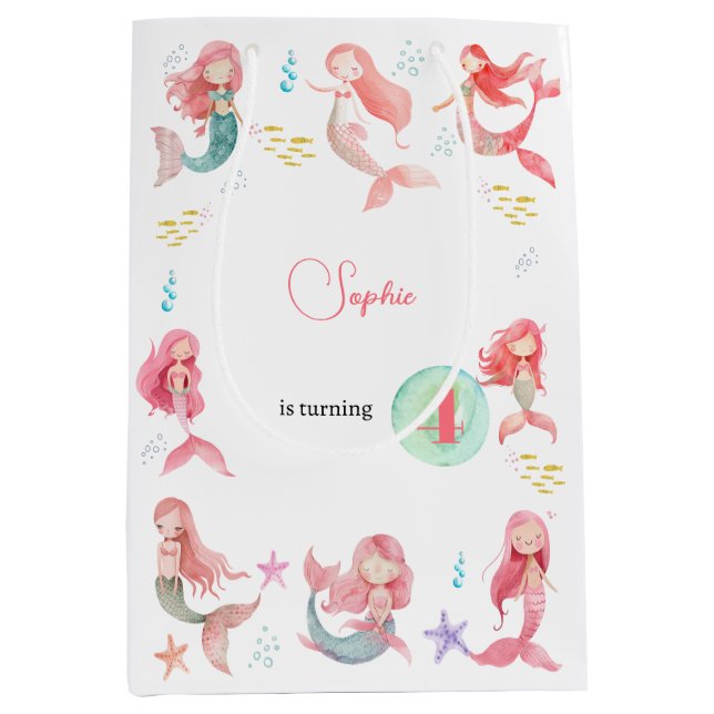 Unter dem Kindergeburtstag Mermaids Mittlere Geschenktüte (Vorderseite)