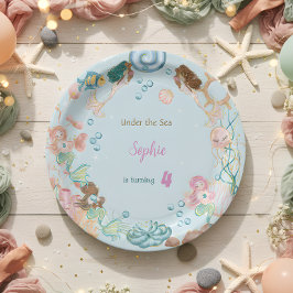 Unter dem Kindergeburtstag Mermaids Pappteller