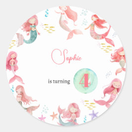 Unter dem Kindergeburtstag Mermaids Runder Aufkleber