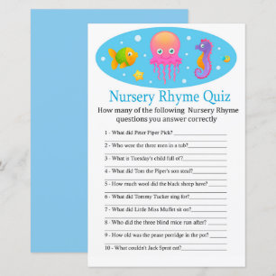 Unter dem Kinderzimmer Rhyme Quiz Babydusche