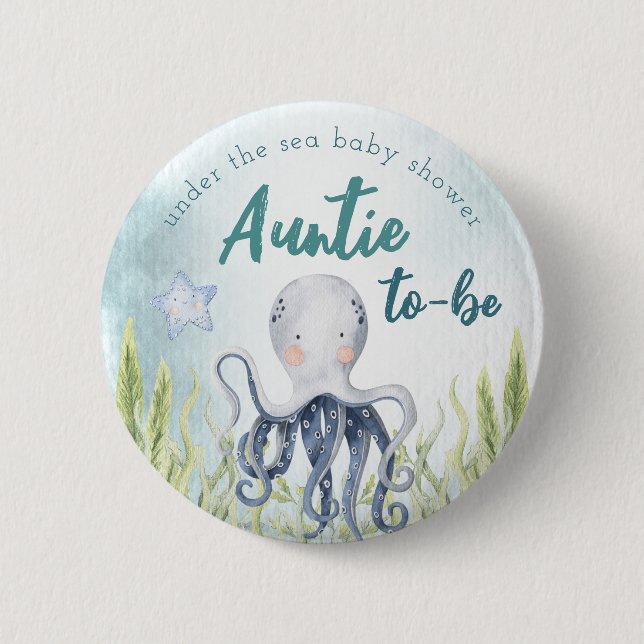 Unter dem Knopf "Sea Ocean Baby Shower Auntie" Button (Vorderseite)