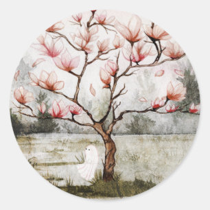 Unter dem Magnolienbaum Runder Aufkleber