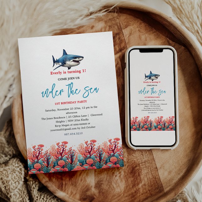 Unter dem Meer 1. Geburtstag Party Einladung (Von Creator hochgeladen)