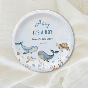 Unter dem Meer Ahoy Es ist ein Junge Baby Shower Pappteller