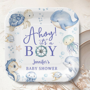 Unter dem Meer Ahoy Es ist ein Junge Ozean-Baby-Pa Pappteller
