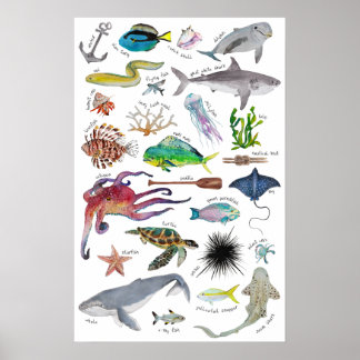 Unter dem Meer Alphabet Poster