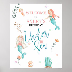 UNTER DEM MEER, AM GEBURTSTAG, WASSERFARBMERMAID POSTER