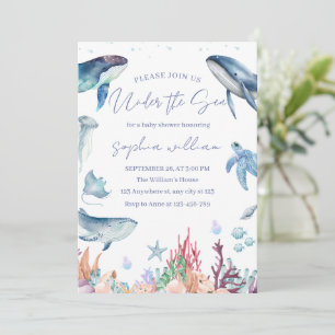 Unter dem Meer Aquarell-Baby-Taufe Einladung