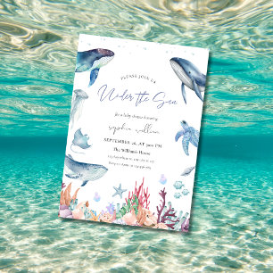 Unter dem Meer Aquarell-Baby-Taufe Einladung