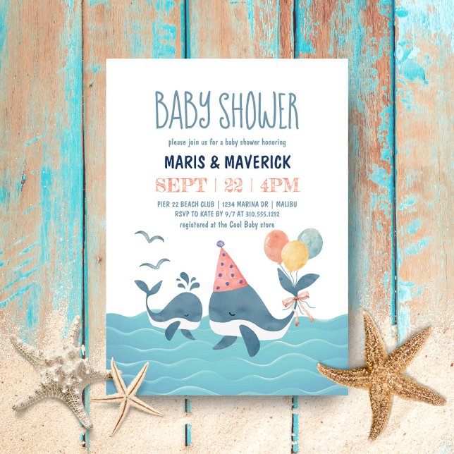 Unter dem Meer Aquarell Whale Beach Babydusche Einladung (Von Creator hochgeladen)