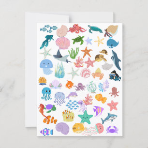 Unter dem Meer, Aquarelldruck, Dekor Fein Postkarte