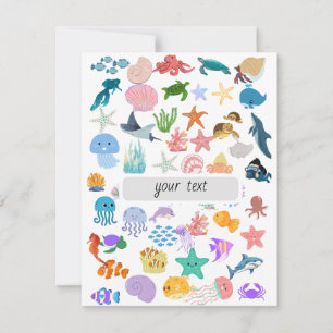 Unter dem Meer, Aquarelldruck, Dekoration fein RSVP Karte