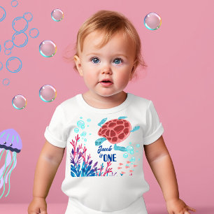 Unter dem Meer Baby 1. Geburtstag Name Schildkröte T-shirt